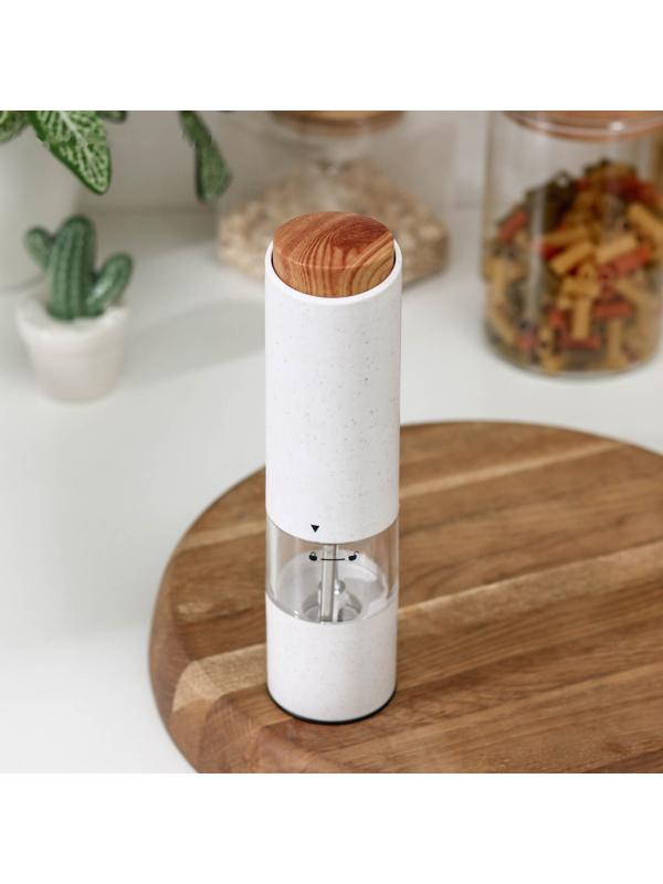 Мельница для специй Magistro Soft bamboo, керамический механизм, цвет белый