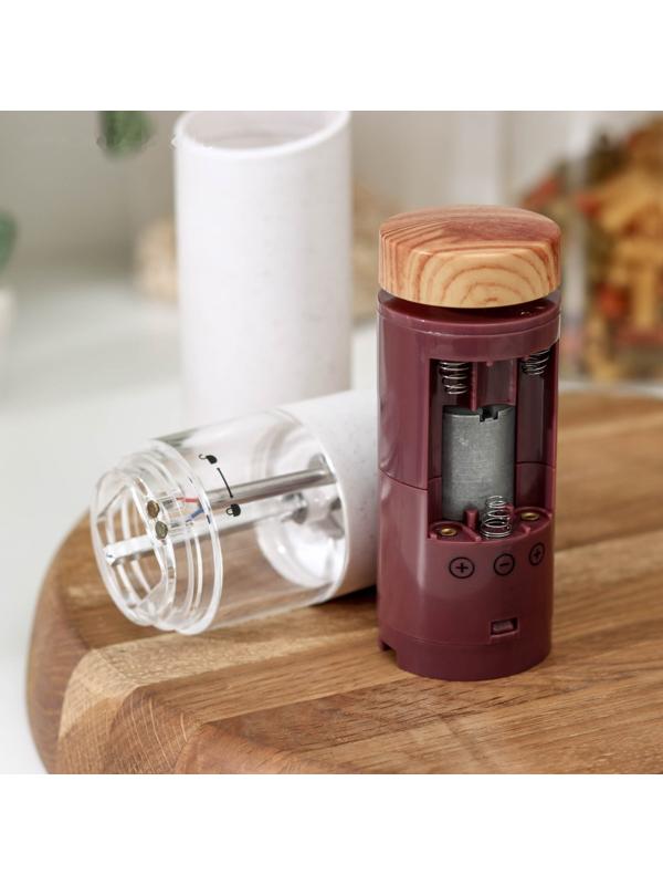 Мельница для специй Magistro Soft bamboo, керамический механизм, цвет белый