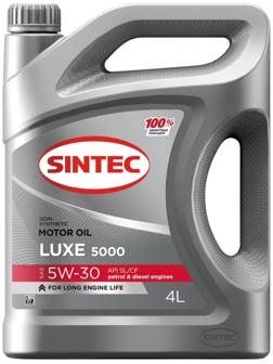 Масло моторное Sintec Luxe 5000 5W-30 SL/CF, п/синтетическое, 801980/600245, 4 л