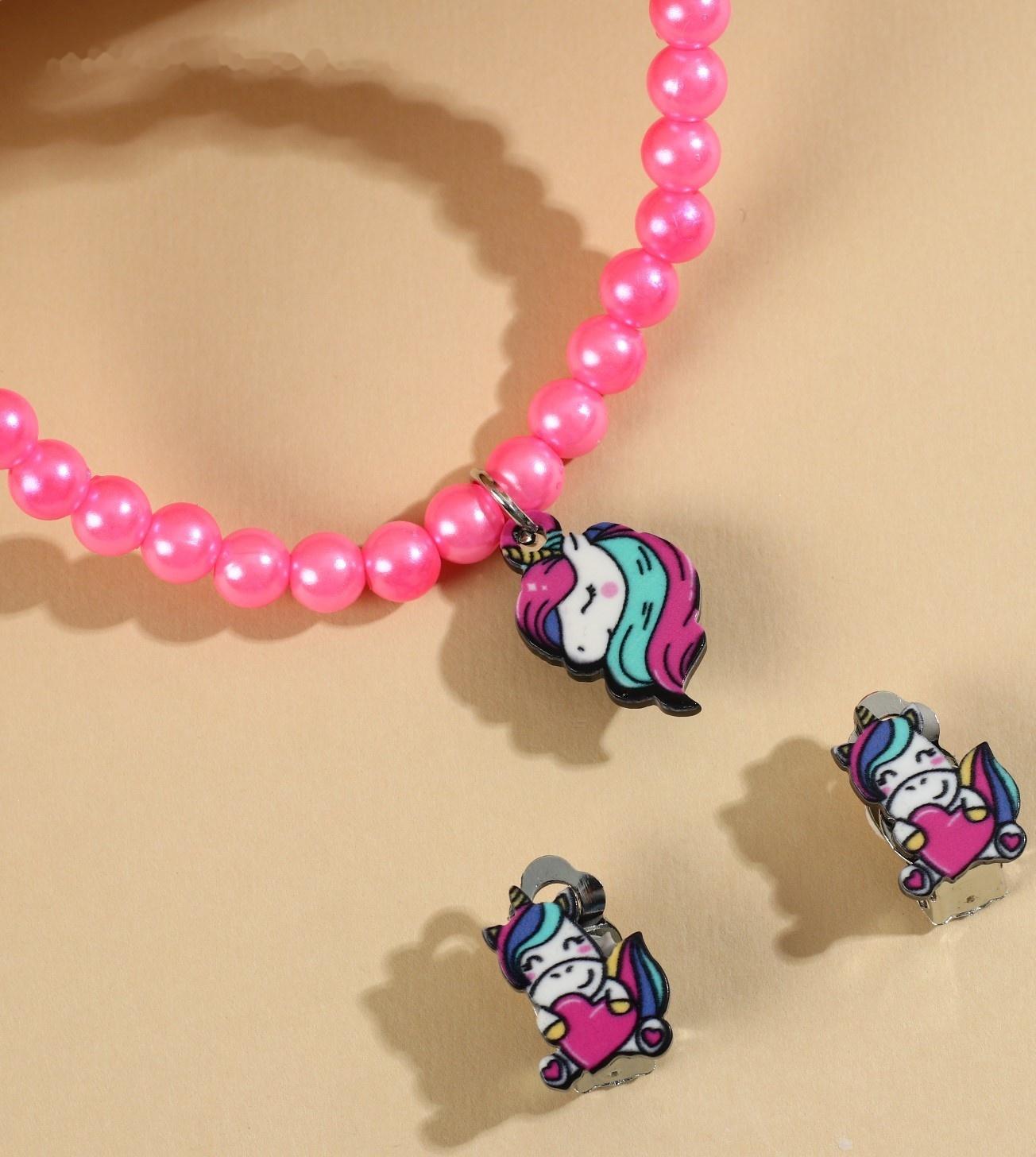 Набор бижутерии «Волшебной девочке» бусы и серьги-клипсы