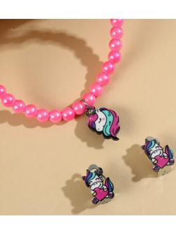 Набор бижутерии «Волшебной девочке» бусы и серьги-клипсы