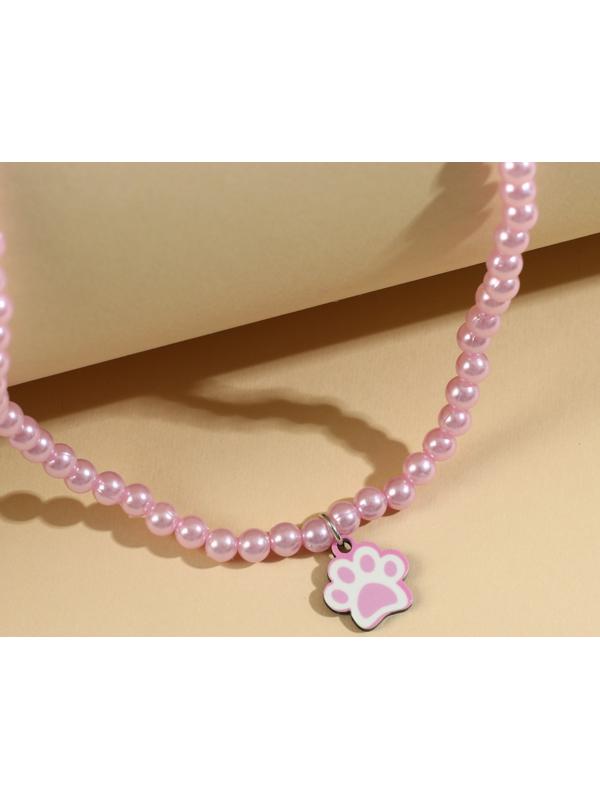 Набор бижутерии «Стильному котику» бусы и серьги-клипсы