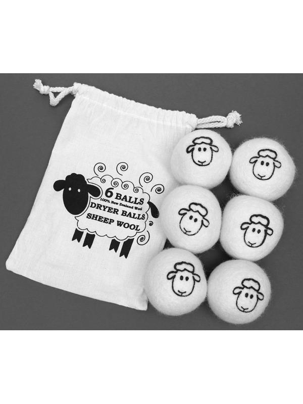 Шерстяные шарики для стирки и сушки белья, 6 см, с рисунком, 25 гр / 6 шт.