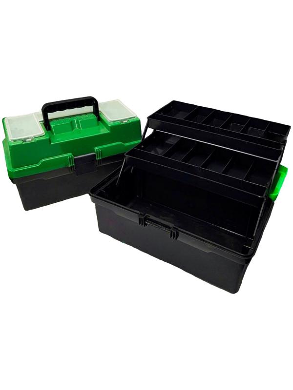Ящик рыболовный «Пионер», 2 лотка, 370х210х210 мм, зелёный