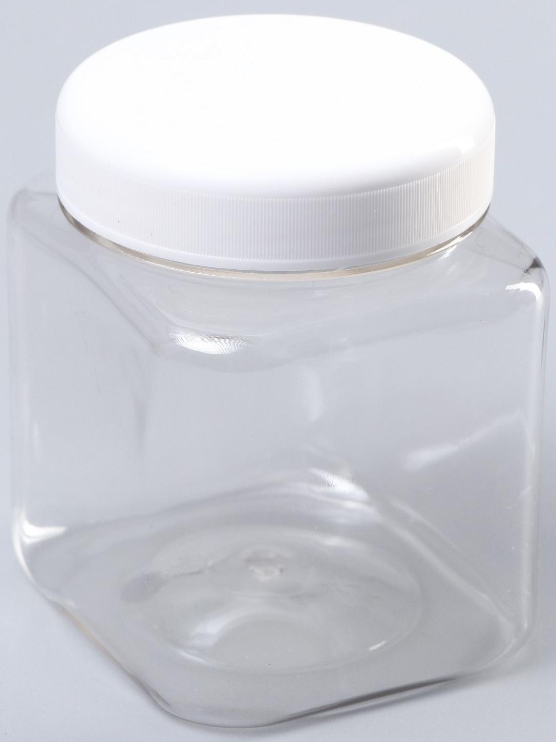 Банка квадратная, прозрачная, с крышкой, 250 мл
