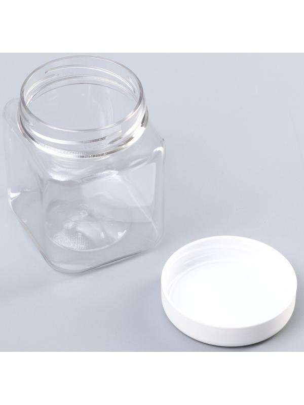 Банка квадратная, прозрачная, с крышкой, 250 мл