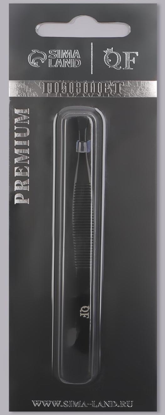 Пинцет «Premium» скошенный, узкий, 9 × 0,6 см, на блистере, цвет чёрный