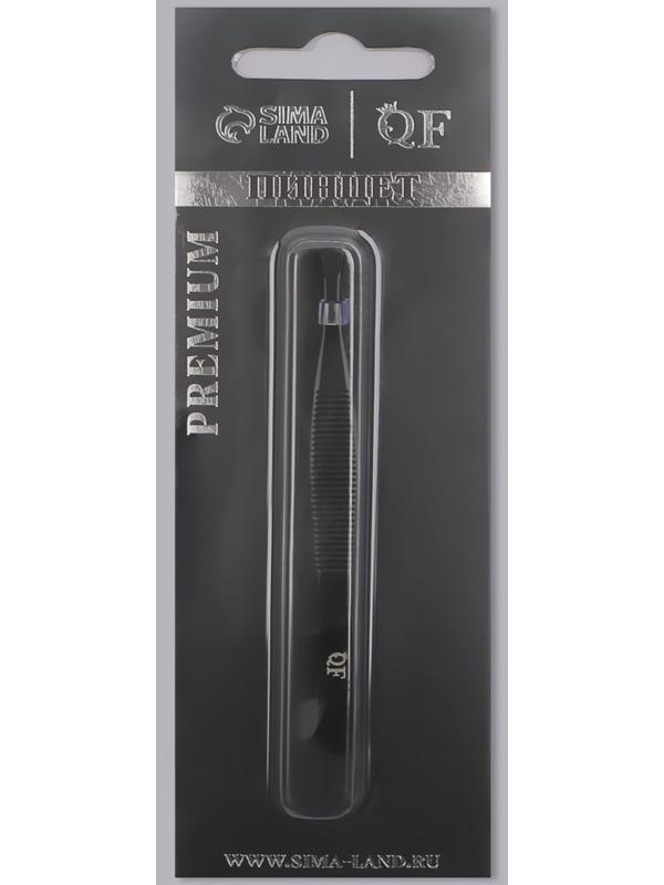 Пинцет «Premium» скошенный, узкий, 9 × 0,6 см, на блистере, цвет чёрный