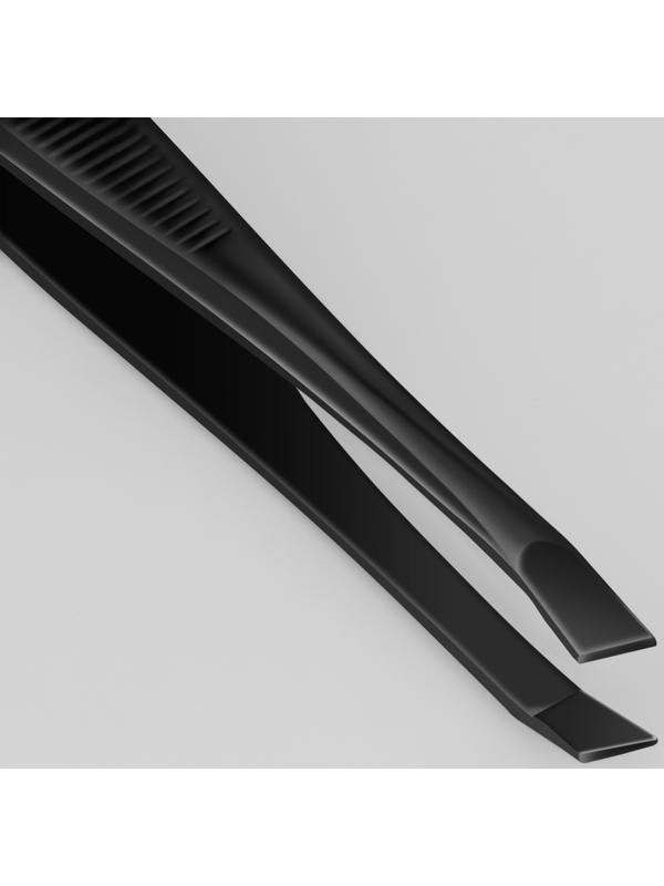 Пинцет «Premium» скошенный, узкий, 9 × 0,6 см, на блистере, цвет чёрный