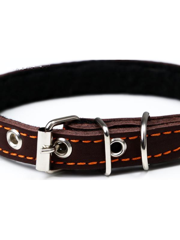 Ошейник кожаный на синтепоне, 
