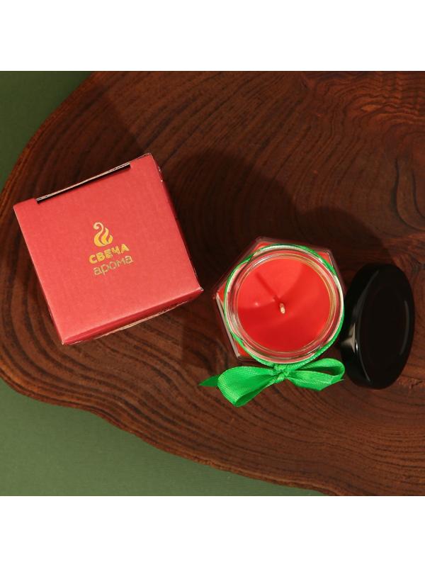 Новогодняя свеча в банке «Зима - волшебное время», аромат лесные ягоды, 5,5 х 5 х 5,5 см.