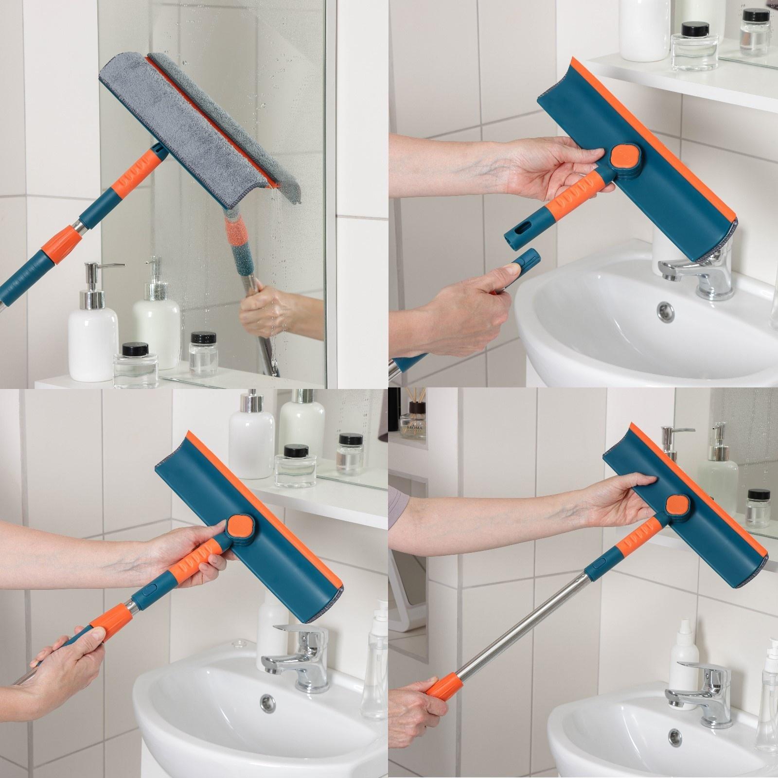 Окномойка с насадкой из микрофибры Raccoon, стальная телескопическая ручка, 28×7×68(102) см, цвет МИКС