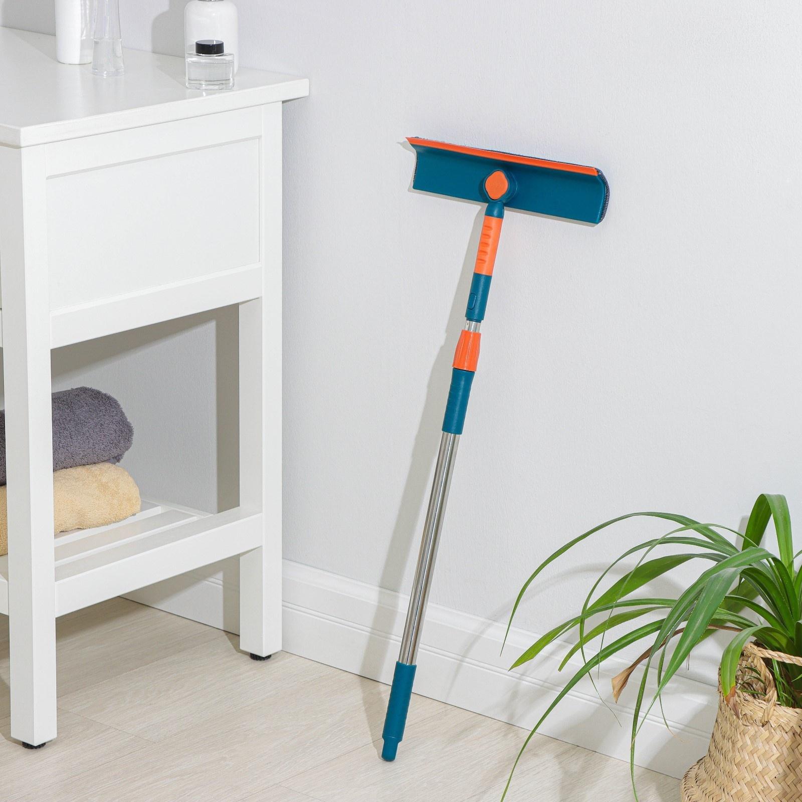 Окномойка с насадкой из микрофибры Raccoon, стальная телескопическая ручка, 28×7×68(102) см, цвет МИКС