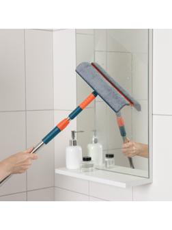 Окномойка с насадкой из микрофибры Raccoon, стальная телескопическая ручка, 28×7×68(102) см, цвет МИКС