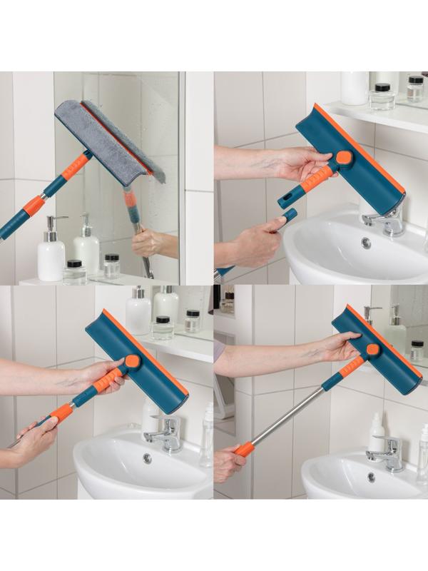 Окномойка с насадкой из микрофибры Raccoon, стальная телескопическая ручка, 28×7×68(102) см, цвет МИКС