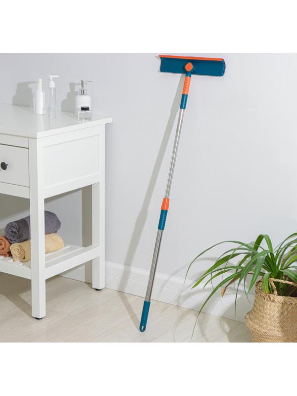 Окномойка с насадкой из микрофибры Raccoon, стальная телескопическая ручка, 28×7×68(102) см, цвет МИКС