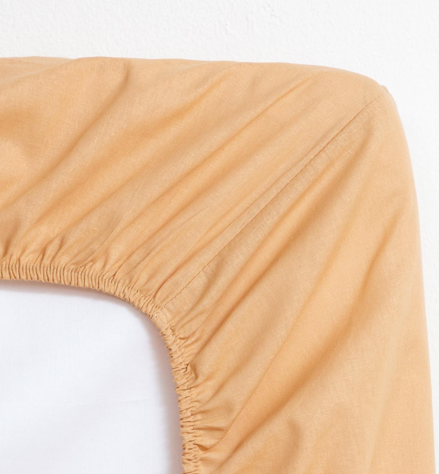 Простыня на резинке Этель 160х200х25, цвет бежевый, 100% хлопок, бязь 125г/м2