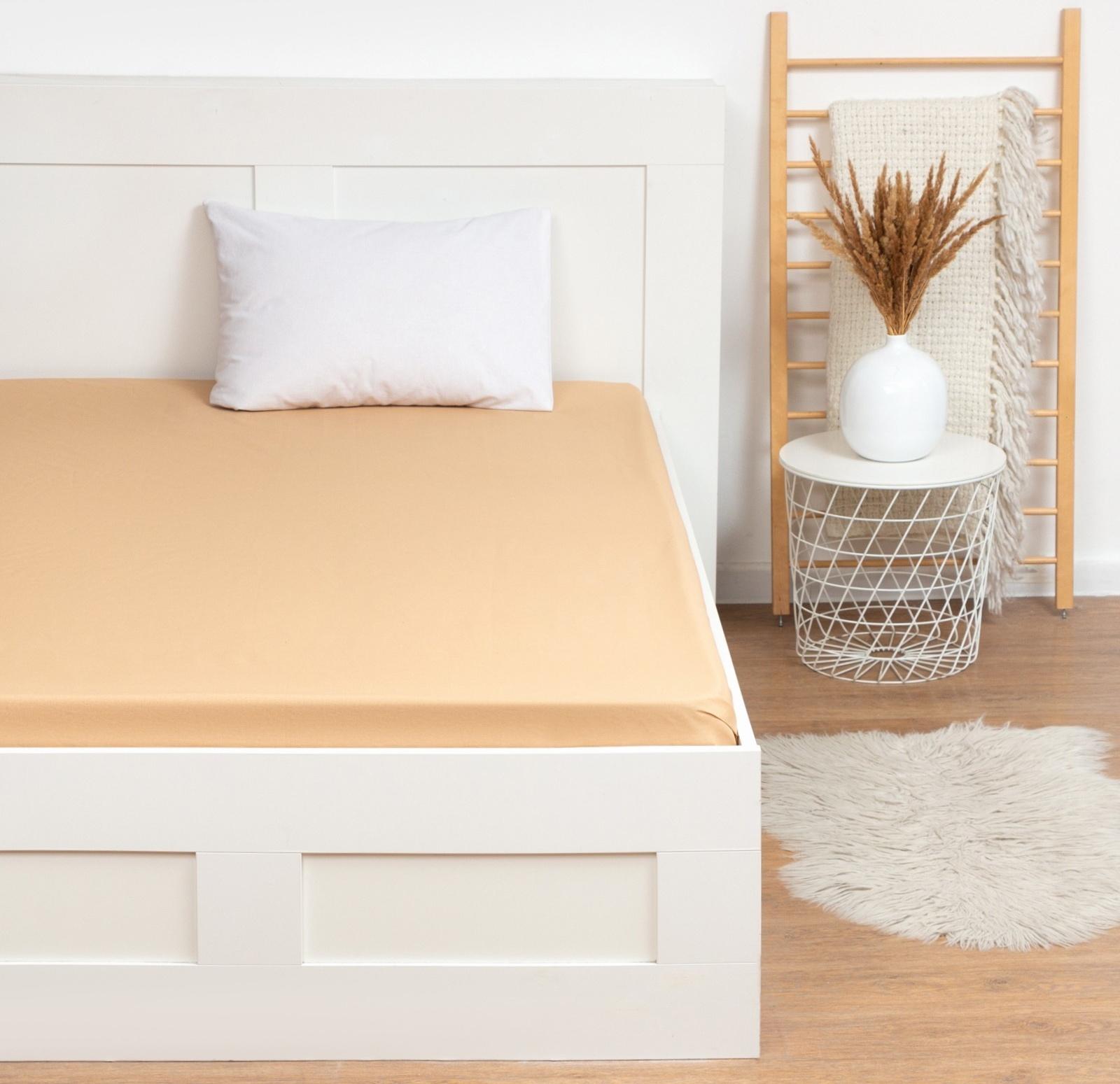 Простыня на резинке Этель 160х200х25, цвет бежевый, 100% хлопок, бязь 125г/м2