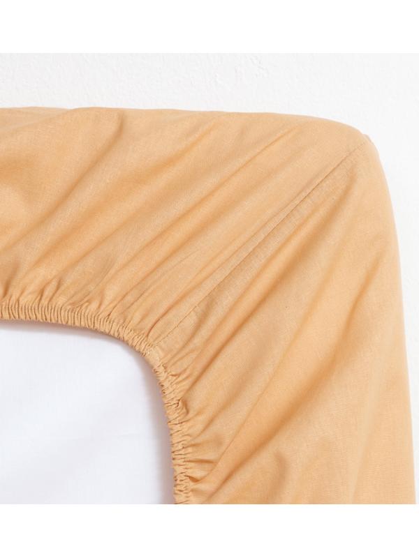 Простыня на резинке Этель 160х200х25, цвет бежевый, 100% хлопок, бязь 125г/м2