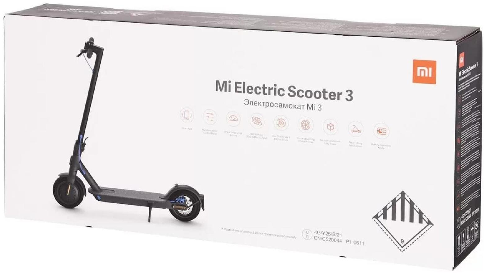 Электросамокат Xiaomi Mi Electric Scooter 3 (BHR4854GL), до 25 км/ч, 7650 мАч, IP54, черный