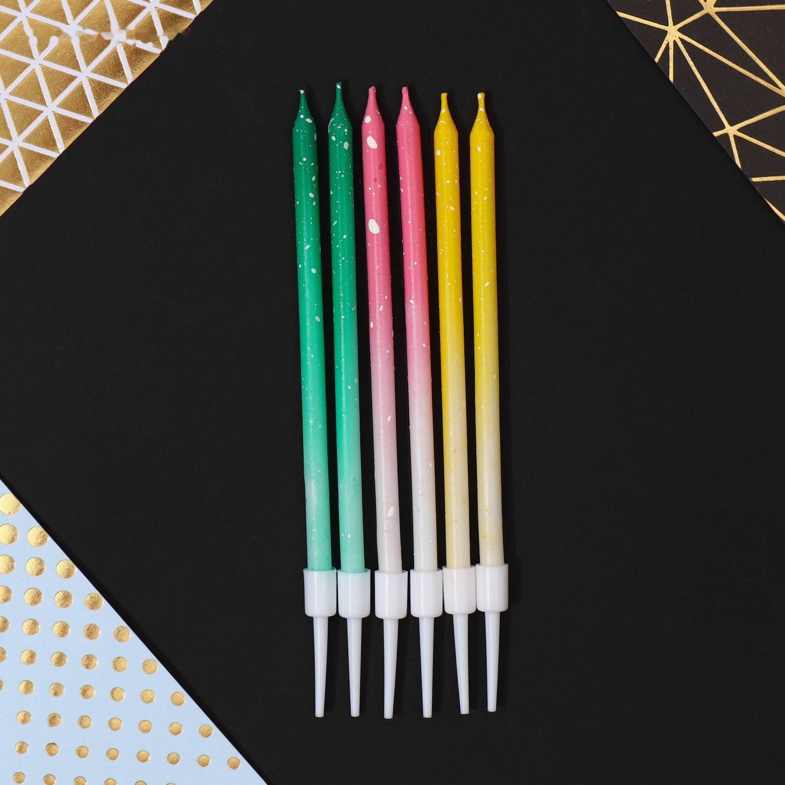 Свечи в торт «С Днём Рождения», 6 шт., коктейльные