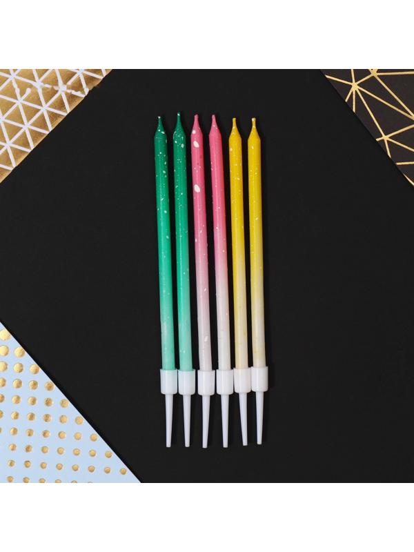 Свечи в торт «С Днём Рождения», 6 шт., коктейльные