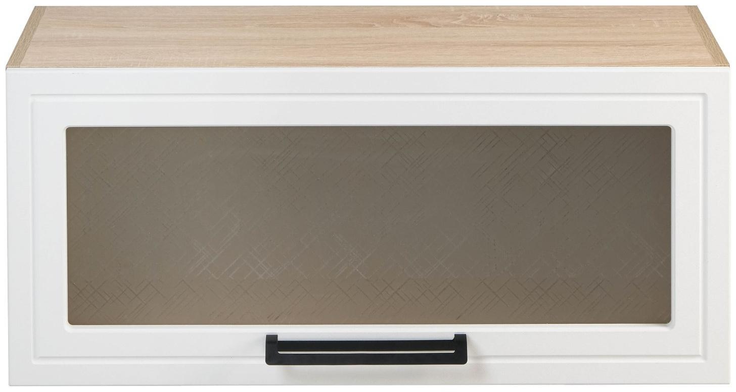 Шкаф-ветрина навесной Квадро 800х310х360, Дуб сонома/Нубук Милк