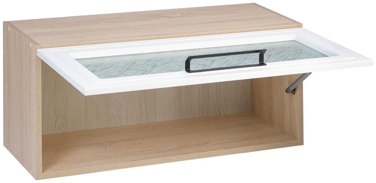 Шкаф-ветрина навесной Квадро 800х310х360, Дуб сонома/Нубук Милк