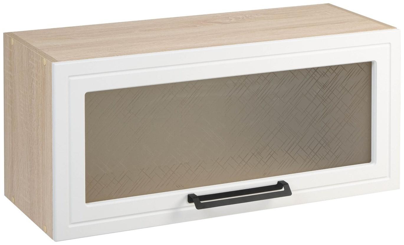 Шкаф-ветрина навесной Квадро 800х310х360, Дуб сонома/Нубук Милк