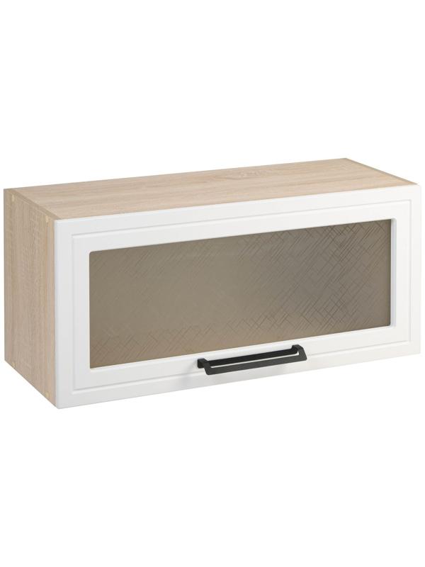 Шкаф-ветрина навесной Квадро 800х310х360, Дуб сонома/Нубук Милк