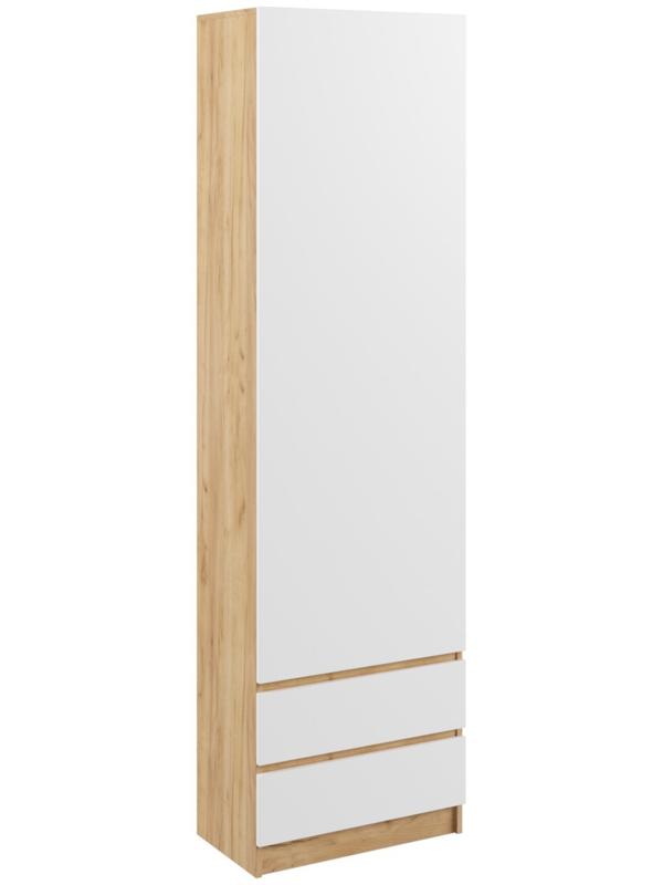 Пенал с 2-мя ящиками Мадера, 500х520х2100, Дуб крафт золотой/Белый