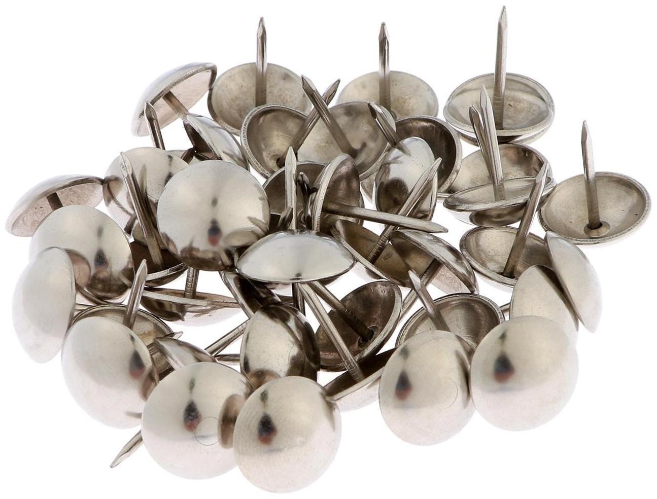 Гвозди ТУНДРА, декоративные, 19х22 мм, хром, 50 шт