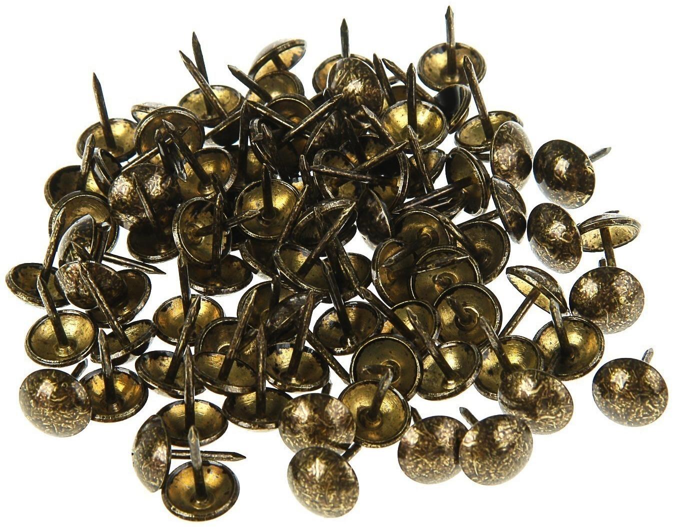 Гвозди ТУНДРА, декоративные, 11х17 мм, античная бронза, 50 шт
