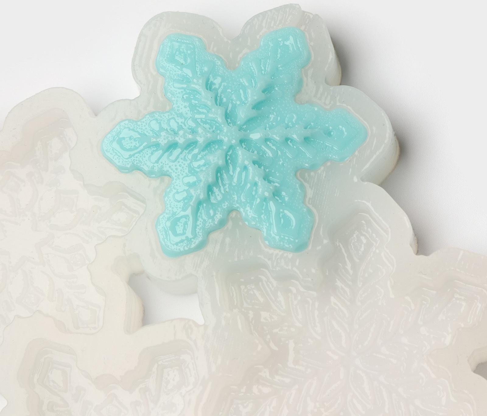 Силиконовый молд для леденцов и шоколада «Снежинки», 17×10×0,8 см, d=5 см, d=4,5 см, цвет прозрачный