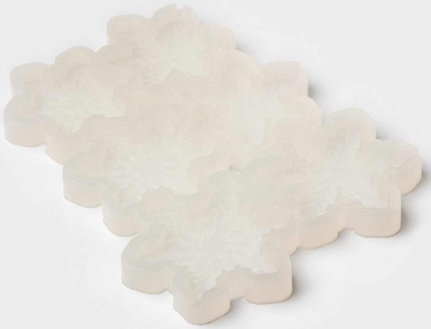 Силиконовый молд для леденцов и шоколада «Снежинки», 17×10×0,8 см, d=5 см, d=4,5 см, цвет прозрачный