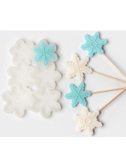 Силиконовый молд для леденцов и шоколада «Снежинки», 17×10×0,8 см, d=5 см, d=4,5 см, цвет прозрачный