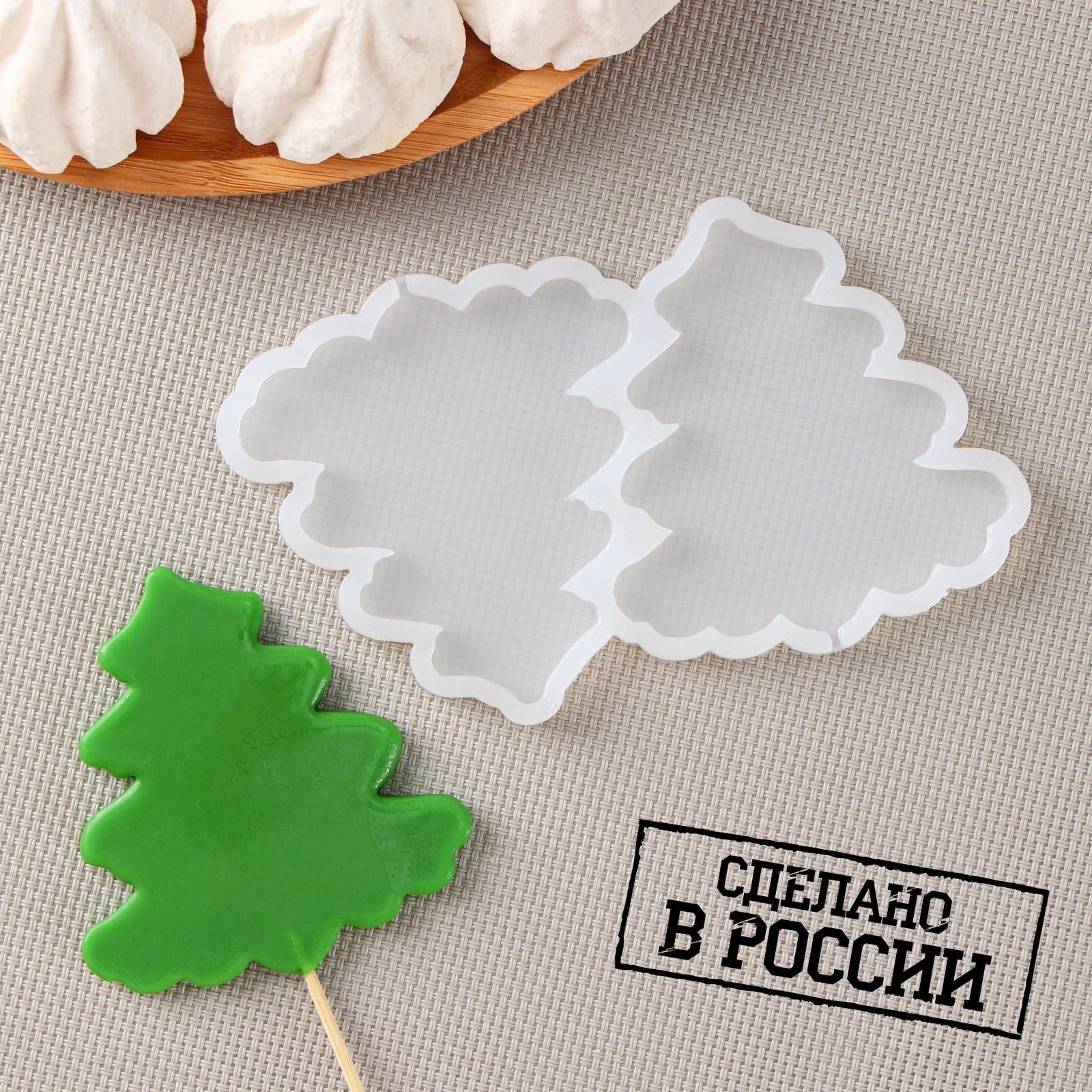 Силиконовый молд для леденцов и шоколада «Ёлка», 12×9×0,8 см, h=8 см, цвет прозрачный