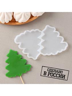 Силиконовый молд для леденцов и шоколада «Ёлка», 12×9×0,8 см, h=8 см, цвет прозрачный