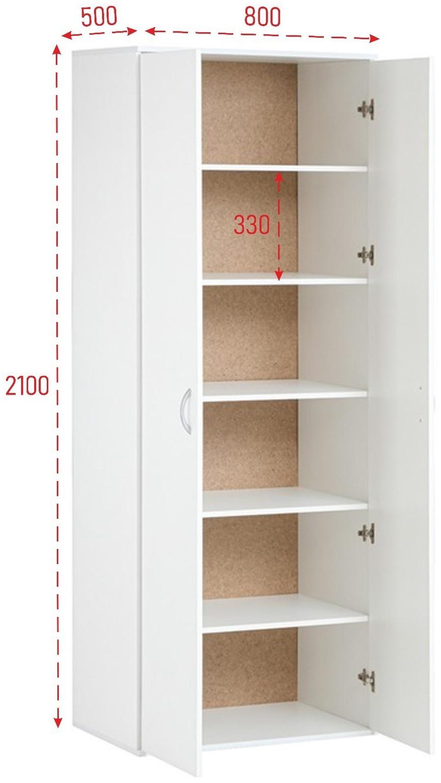 Шкаф 5 полок, 800х500х2100, Белый
