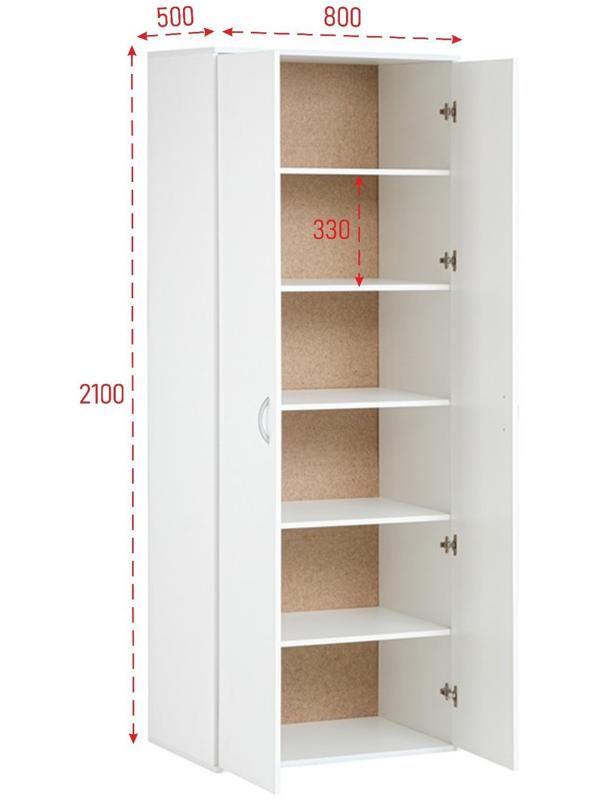 Шкаф 5 полок, 800х500х2100, Белый