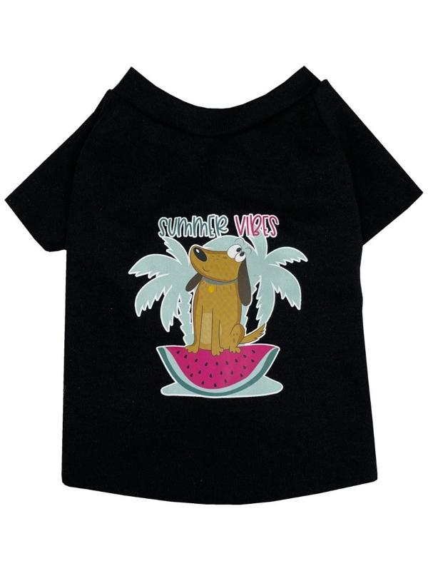 Футболка для собак с термопринтом, размер 28 (ДС 28, ОГ 36-38, ОШ 21-22 см), микс