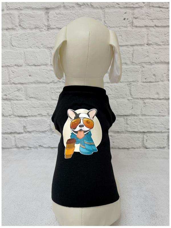 Футболка для собак с термопринтом, размер 28 (ДС 28, ОГ 36-38, ОШ 21-22 см), микс