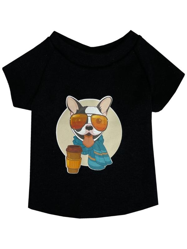 Футболка для собак с термопринтом, размер 28 (ДС 28, ОГ 36-38, ОШ 21-22 см), микс