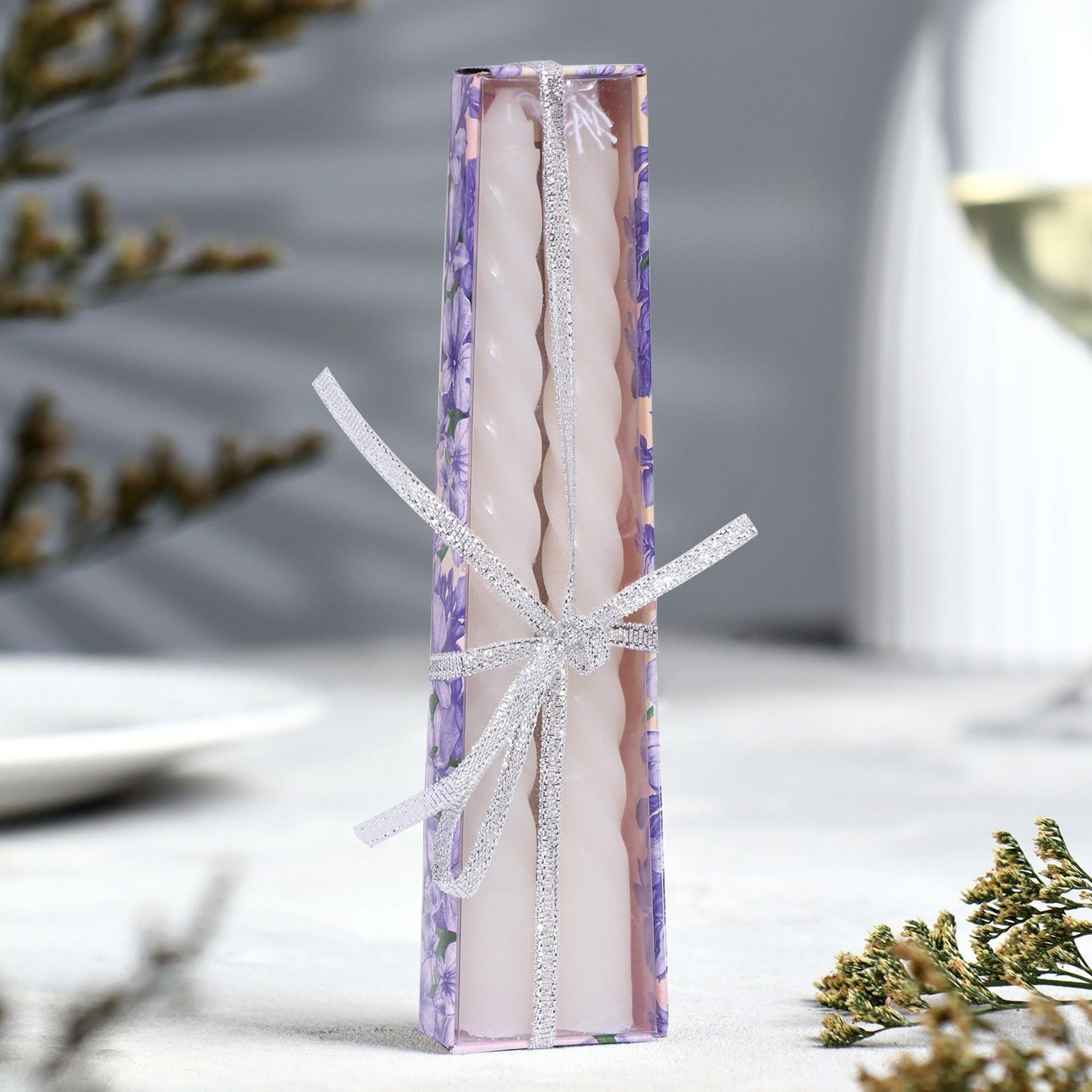 Набор свечей витых, 1,5х15 см, 2 штуки, белый