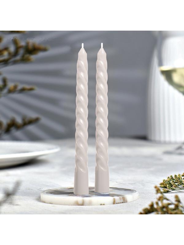 Набор свечей витых, 1,5х15 см, 2 штуки, белый