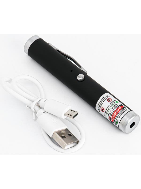Лазерная указка 532 нм, 500 мАч, дальность 1 км, microUSB, зеленый луч