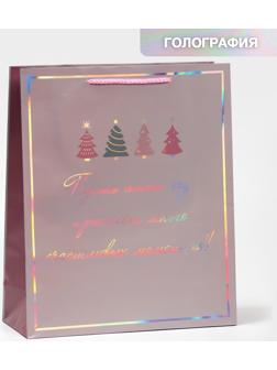 Пакет голографический вертикальный «Моменты», 26 × 32 × 9 см