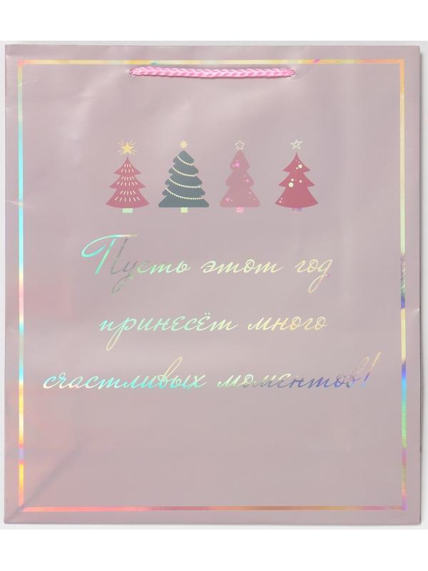 Пакет голографический вертикальный «Моменты», 26 × 32 × 9 см