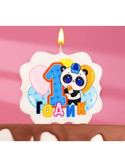 Свеча для торта «1 годик», панда, 8 см