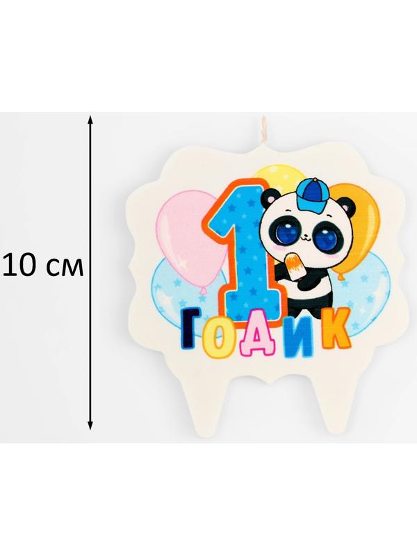 Свеча для торта «1 годик», панда, 8 см